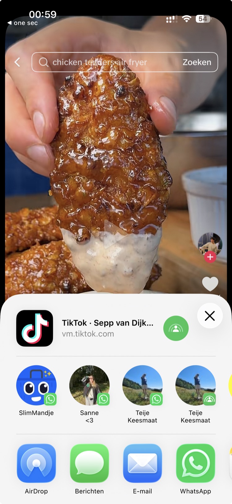 iOS share sheet met SlimMandje als eerste contact